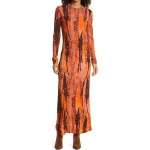 NWT Ted Baker Womens Tallia Tie Dye Long Sleeve Jersey Maxi Dress XS Artsy Event